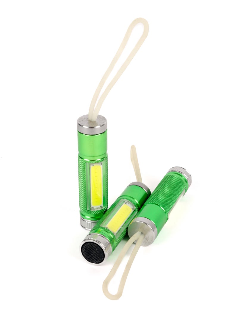 LUSTER 3pc Small flashlight with silicone hook green - Image 1