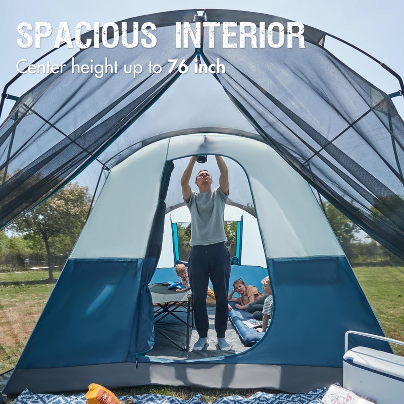 Portal 6 Person Family Camping Tents with Screen Porch, Weater Resistant 7' Tall Tent with Rainfly & Upgrated Poles, Easy Setup Tent for Outdoor Family Camping - Image 4