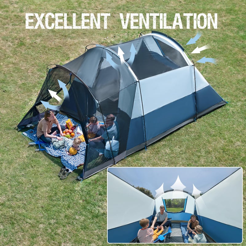 Portal 6 Person Family Camping Tents with Screen Porch, Weater Resistant 7' Tall Tent with Rainfly & Upgrated Poles, Easy Setup Tent for Outdoor Family Camping - Image 5