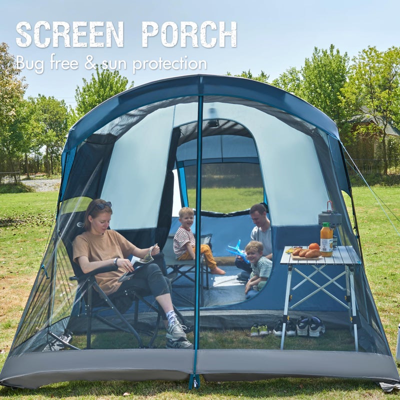Portal 6 Person Family Camping Tents with Screen Porch, Weater Resistant 7' Tall Tent with Rainfly & Upgrated Poles, Easy Setup Tent for Outdoor Family Camping - Image 2