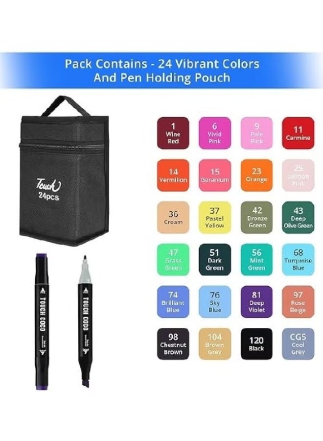 تاتش مجموعة أقلام تلوين فنية مكونة من ٢٤ لونًا - أقلام رسم وتلوين احترافية. خصم خاص هذا الشهر على جميع الألوان. - Image 2