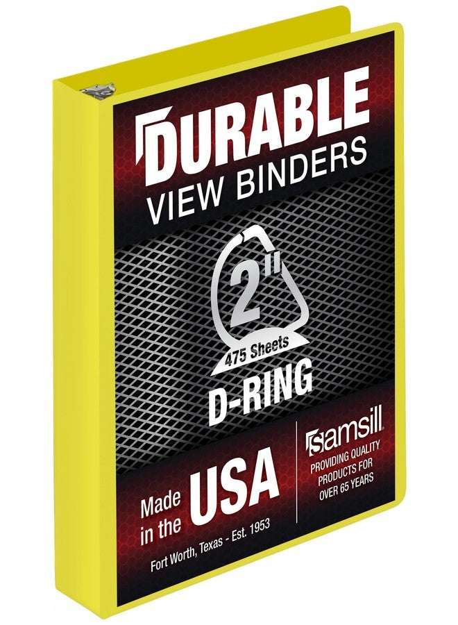 Samsill Durable 2 Inch Binder, Made in The USA, D Ring Binder, Customizable Clear View Cover, Lemon Yellow, Holds 475 Pages - Image 1
