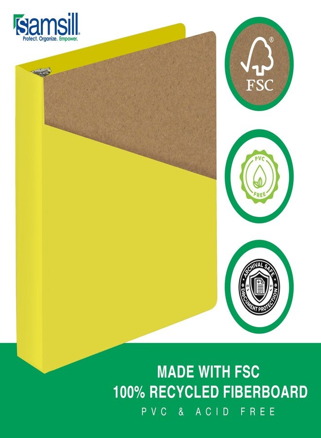 Samsill Durable 2 Inch Binder, Made in The USA, D Ring Binder, Customizable Clear View Cover, Lemon Yellow, Holds 475 Pages - Image 3