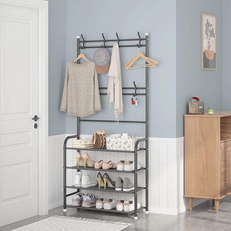 Suicune Shoe Racks Storage Upgrade 4 Tier Shoe Rack Metal Shoe Rack Shoe Storage Organiser Slim Shoe Shelf Storage Shoe Stand Organizer for Hallway Bedroom Entryway Dorm Room 65x 26 x 153cm