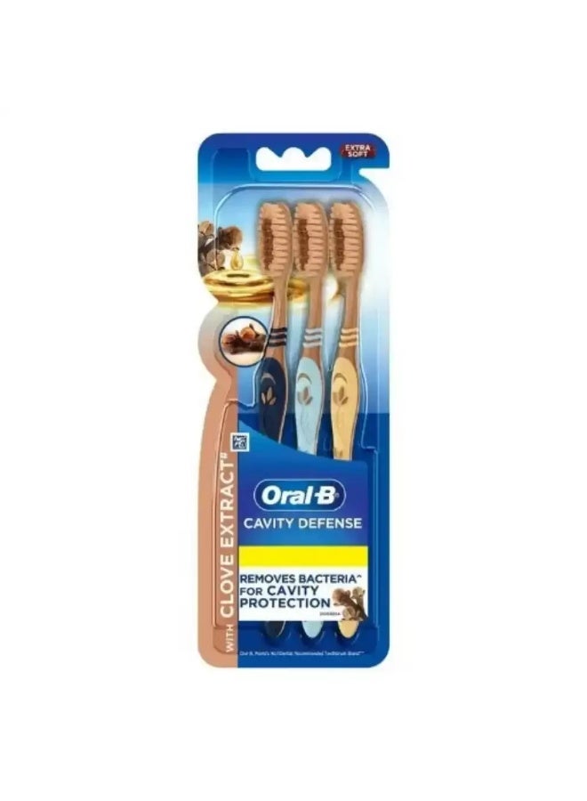 Oral B Cavity Defense Extra Soft Toothbrush With Clove Extract- 3pcs