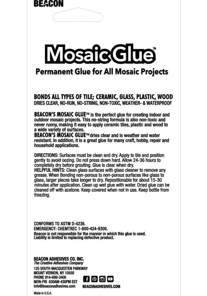Beacon Mosaic Glue 59 ml - Strong Adhesive for Plastic, Porcelain, Glass & Metal - Image 3