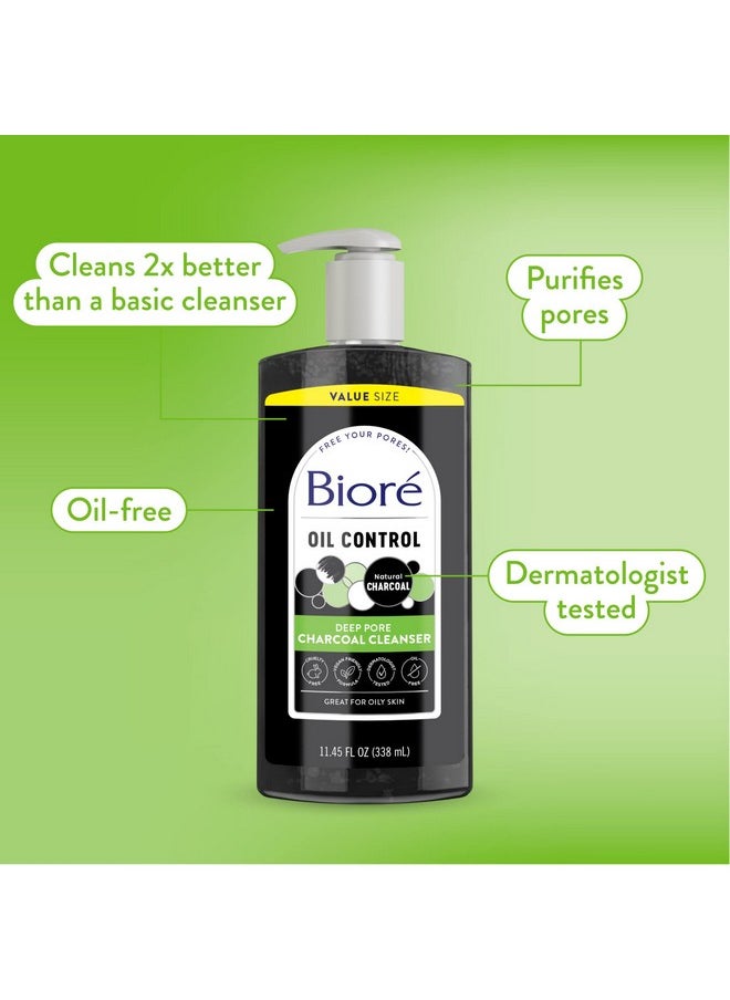 Biore Biore Deep Pore Charcoal Face Wash Daily Facial Cleanser For Dirt & Makeup Removal For Oily Skin Value Size 11.45 Fl Oz  - Image 3