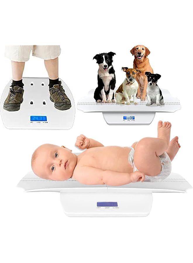 promass Baby Scales for Weighing, Multifunctional Digital Scale for Weighing in Pounds, Ounces, or Kilograms up to 100KG, Folding Scale with Hold Function, Pet Scale for Cats and Dogs - Image 1