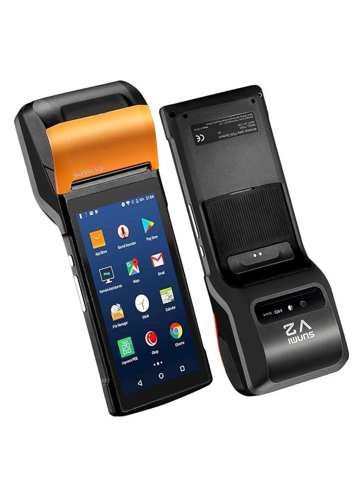 SUNMI - Sunmi V2 POS Terminal with Receipt Printer, Speaker, Camera and Barcode Scanner All in One Handheld PDA Printer, Android 7.1 System, Support 4G, WiFi and Bluetooth - Image 1