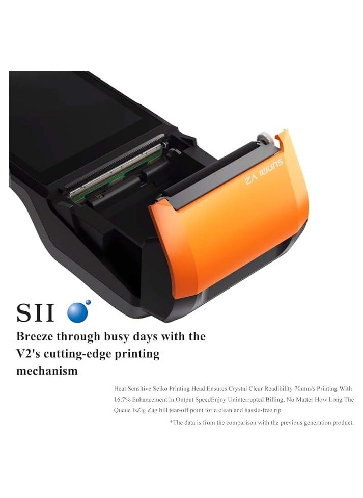 SUNMI - Sunmi V2 POS Terminal with Receipt Printer, Speaker, Camera and Barcode Scanner All in One Handheld PDA Printer, Android 7.1 System, Support 4G, WiFi and Bluetooth - Image 1