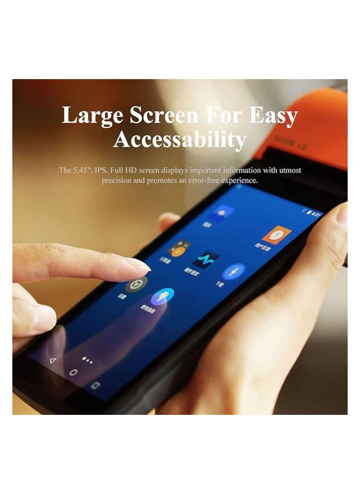SUNMI - Sunmi V2 POS Terminal with Receipt Printer, Speaker, Camera and Barcode Scanner All in One Handheld PDA Printer, Android 7.1 System, Support 4G, WiFi and Bluetooth - Image 1