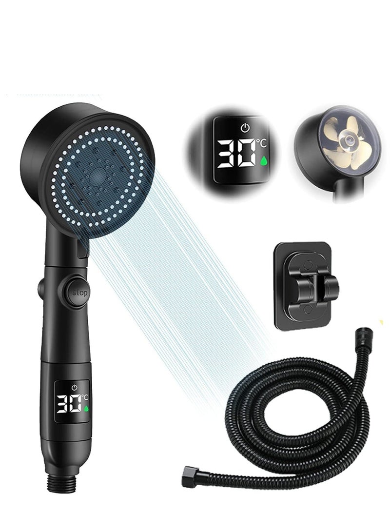 Handheld Shower 5 Modes Power Head,Shower Head and Hose 1.5m with Temperature Indicator, Water Saving for Adults Children Pets  - Image 1