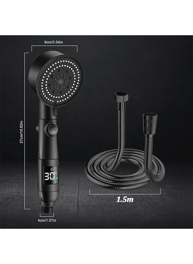 Handheld Shower 5 Modes Power Head,Shower Head and Hose 1.5m with Temperature Indicator, Water Saving for Adults Children Pets  - Image 4