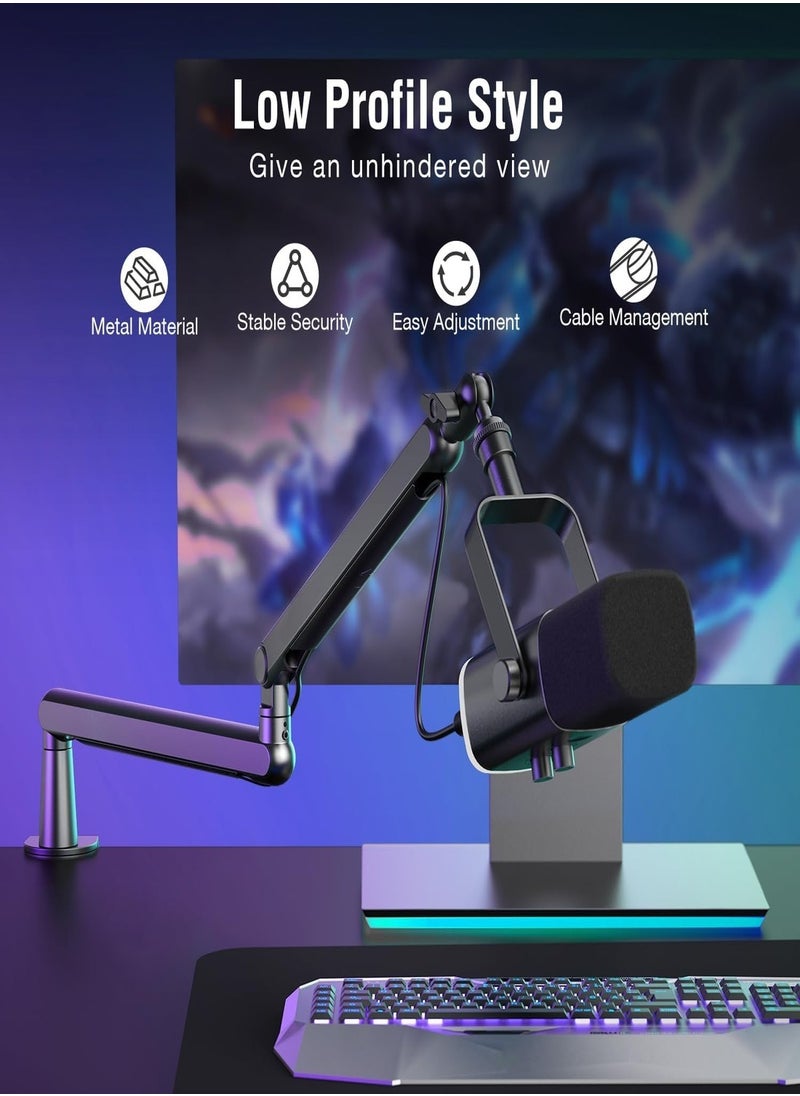 FIFINE - FIFINE XLR/USB Dynamic Microphone for Podcast Recording, PC Computer Gaming Streaming Mic with RGB Light, Mute Button, Headphones Jack, Desktop Stand, Vocal Mic for Singing YouTube, Desktop Stand, Adjustable Boom Arm Kit with Screw Adapter for Streaming Studio (AM8+BM88)-AmpliGame TAM8 - Image 1