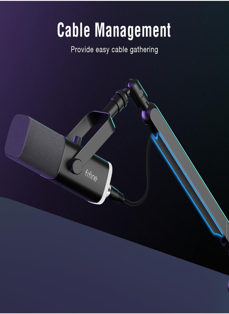 FIFINE - FIFINE XLR/USB Dynamic Microphone for Podcast Recording, PC Computer Gaming Streaming Mic with RGB Light, Mute Button, Headphones Jack, Desktop Stand, Vocal Mic for Singing YouTube, Desktop Stand, Adjustable Boom Arm Kit with Screw Adapter for Streaming Studio (AM8+BM88)-AmpliGame TAM8 - Image 1