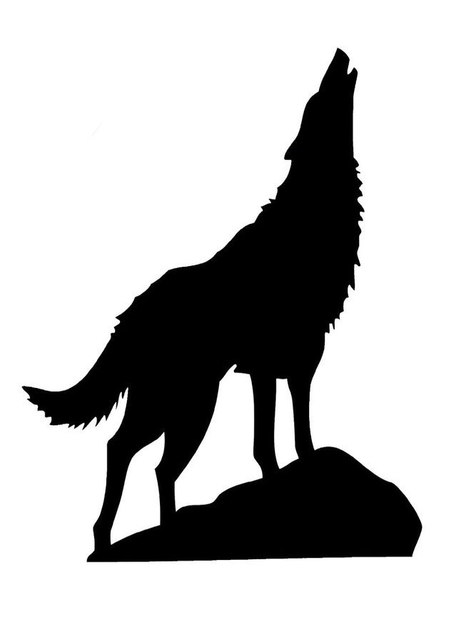 Howling Wolf Silhouette 6" Vinyl Sticker Car Decal (6" Black)