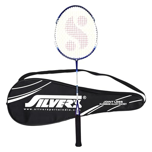 Silvers Silver's Jointless Aluminium Alloy Composite Delta Badminton Racket with Full Cover(Blue/White) - Image 1
