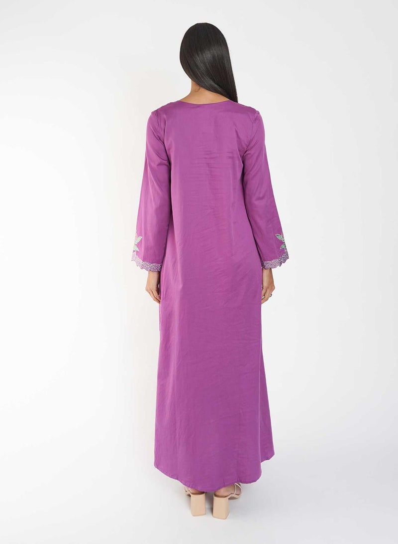 KASHKHA Cotton Solid Jalabiya with Stone Work - Image 3