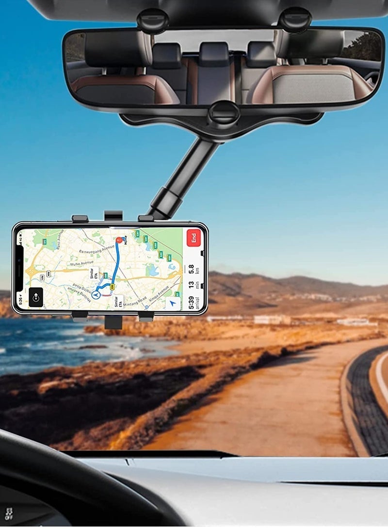 Yesido Car Phone Holder, 360 Degree Rotatable Adjustable Telescopic Mobile Holder, Car Holder for Rearview Mirror Phone Holder Car Compatible with iPhone/Android Phone, Model Universal (Black) - Image 4