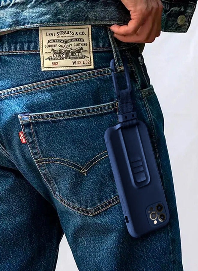 CATANES حافظة وواقٍ للشاشة لجهاز آيفون 12 برو ماكس - عبوة 2 مع حزام وحافظة قابلة للتعديل باللون الأزرق - Image 5