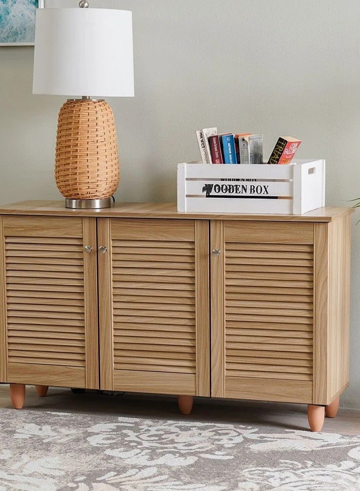 DANUBE HOME Niva 12-Pair Shoe Cabinet Modern Design Furniture Wooden Shoe Organizer For Entryway Hallway Living Room Made In Malaysia Shoe Storage Rack L114xW33.6xH67.5 cm - Brown - Image 2