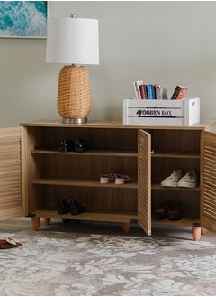 DANUBE HOME Niva 12-Pair Shoe Cabinet Modern Design Furniture Wooden Shoe Organizer For Entryway Hallway Living Room Made In Malaysia Shoe Storage Rack L114xW33.6xH67.5 cm - Brown  - Image 3