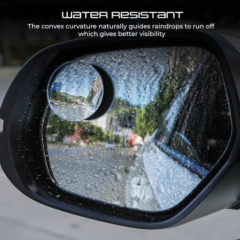 ROBUSTT Blind Spot Mirror for Car (Pack of 2 Mirrors) | Rear View Convex Mirror with Adjustable Swivel Mount, Water-Resistant, Easy Installation, Universal Fit for Cars, SUVs, Trucks, and Bikes - Image 3