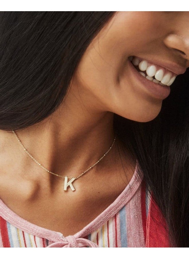 Kendra Scott Kendra Scott Letter K Pendant Necklace for Women, Fashion Jewelry, 14k Gold-Plated Brass, Gold Metal, Letter K  - Image 3