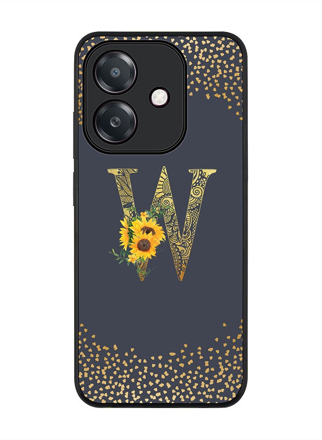 Stylizedd For Oppo A5i Case,Slim fit Camera Protection, Shockproof Thin Phone cover  - Custom Floral Monogram - W  (Grey )