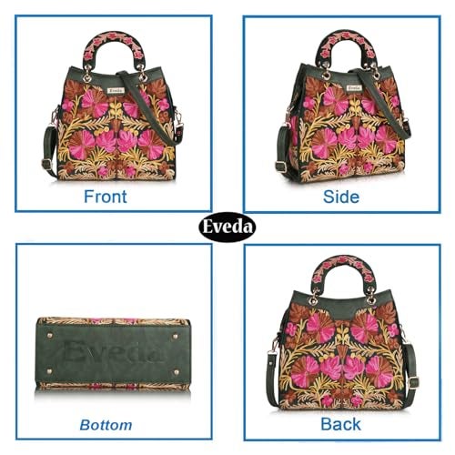 EVEDA Synthetic Leather Gorgeous Embrodeiry Stylish Design Hobo Women Handbag (Green) - Image 3