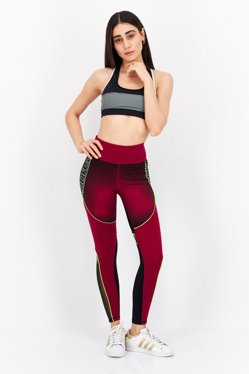 Adidas Women Sportswear Fit Training Leggings, Burgundy Combo - Image 3