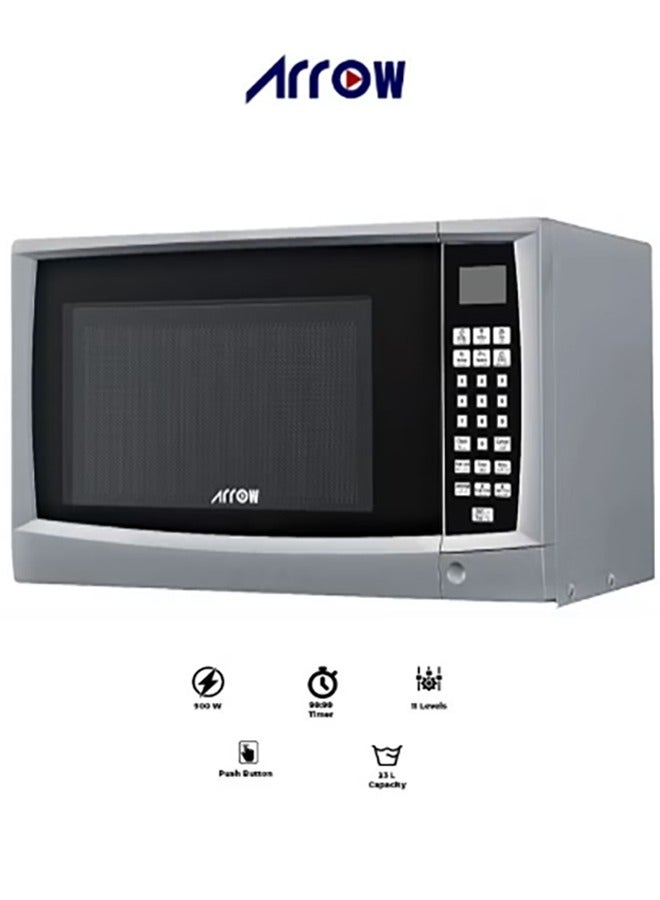 Arrow 23L Microwave Digital Controller, 900W | 11 Microwave Power Levels | Silver Color | Speed & Weight Defrost | Digital Control Panel | Cooking and Signal | Child Safety Lock | RO-23MGS - Image 1