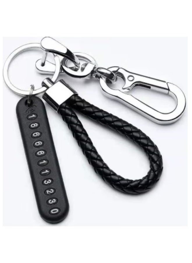 Anti-lost Car Keychain with Phone Number Card Keyring Phone Number Plate Key Ring Auto Vehicle Key Chain Accessories