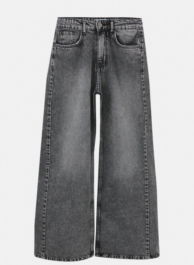 TGS Grey Acid Wash Flared Leg Women Jeans - Image 1