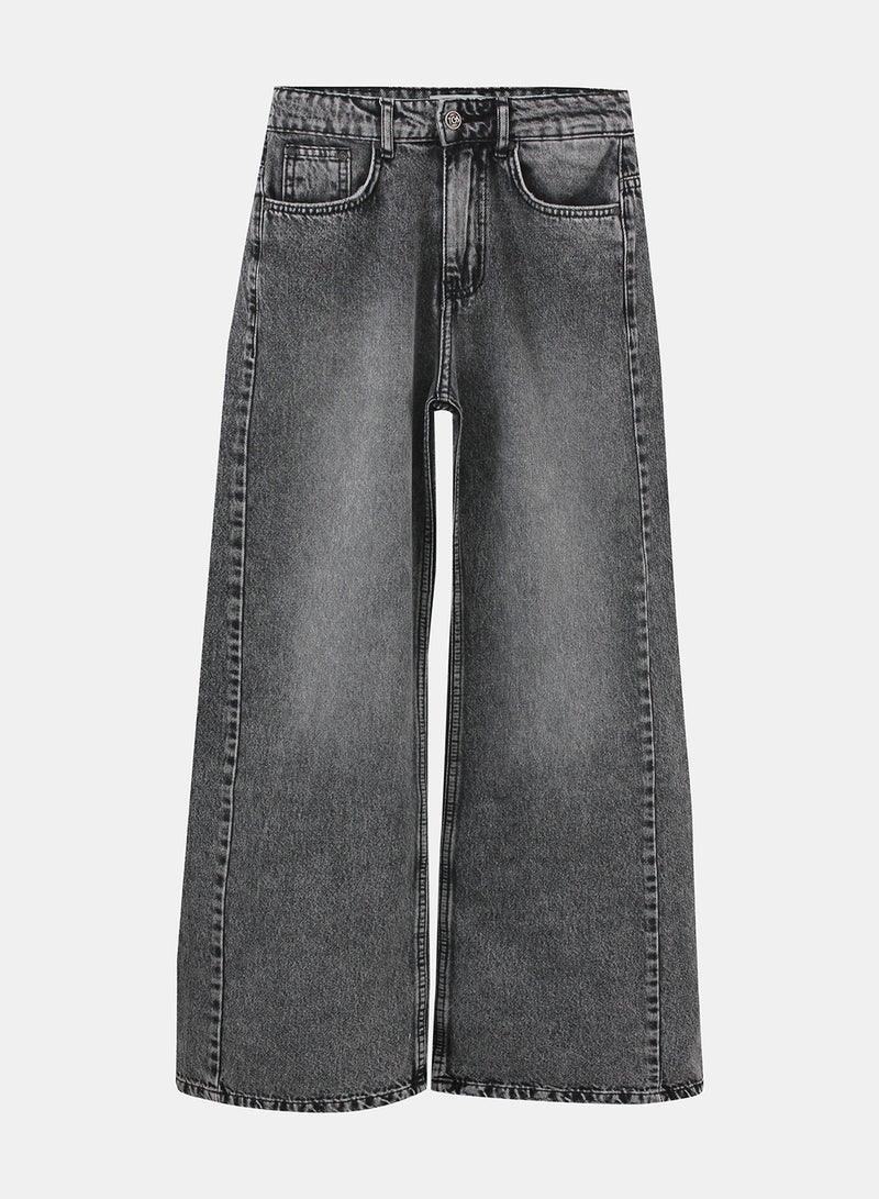 TGS Grey Acid Wash Flared Leg Women Jeans - Image 3