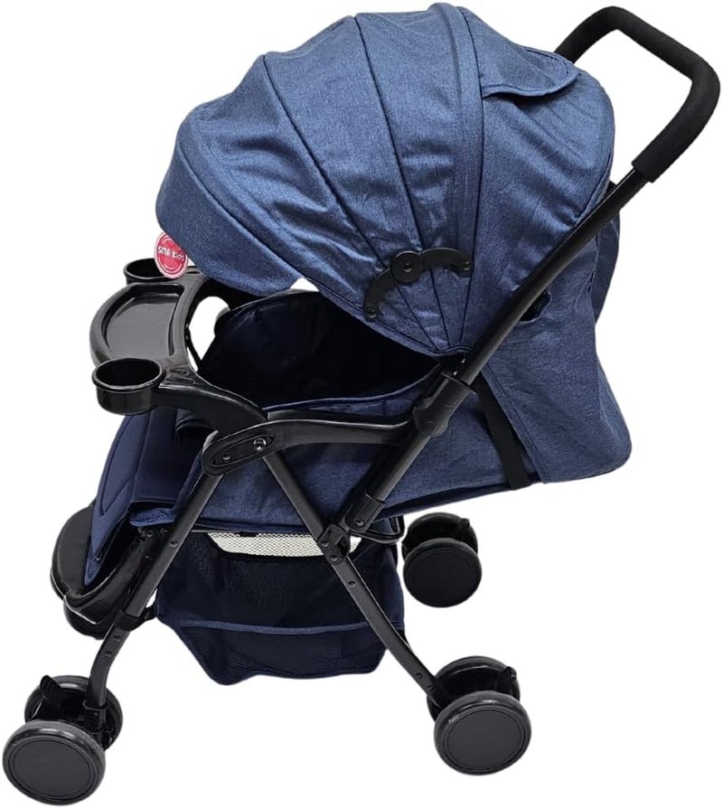 SMR Kids Foldable stroller, extendable canopy, 5-point safety harness, adjustable seat, front tray with cup holders - Image 3