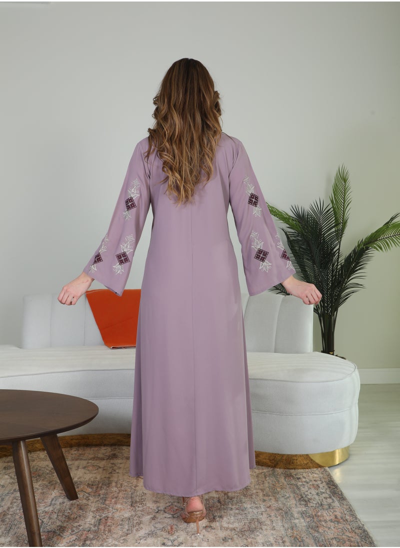 Bint Al Bilad Bint Al Bilad Women's Summer Long Luxury Jalabiya | Full-Length Kaftan Dress for Ramadan, Eid Ul Fitr, Wedding, Special Occasions | Embroidered Saudi Abaya | Modest Islamic Clothing  - Image 3