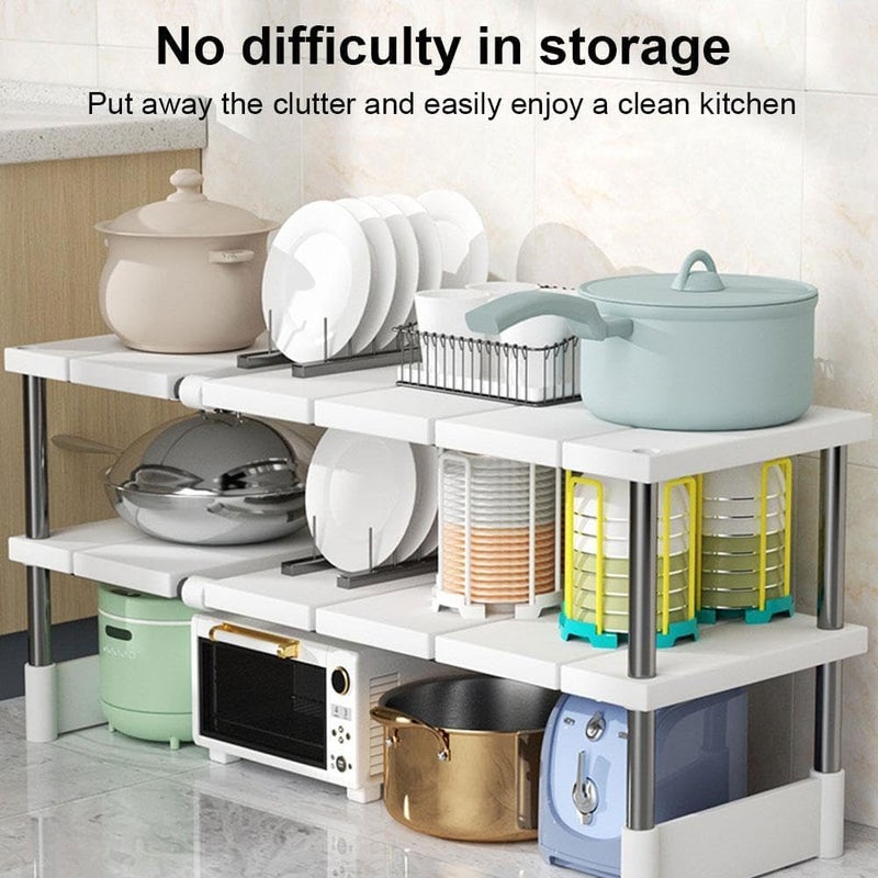 KASTWAVE Expandable Sink Organizer, 2 Tier Under Sink Organizers, Under Cabinet Shelf Organizer, Kitchen Organizers and Storage with 8 Removable Plastic Boards for Bathroom, Pantry, Entryway, Closet, Black - Image 5