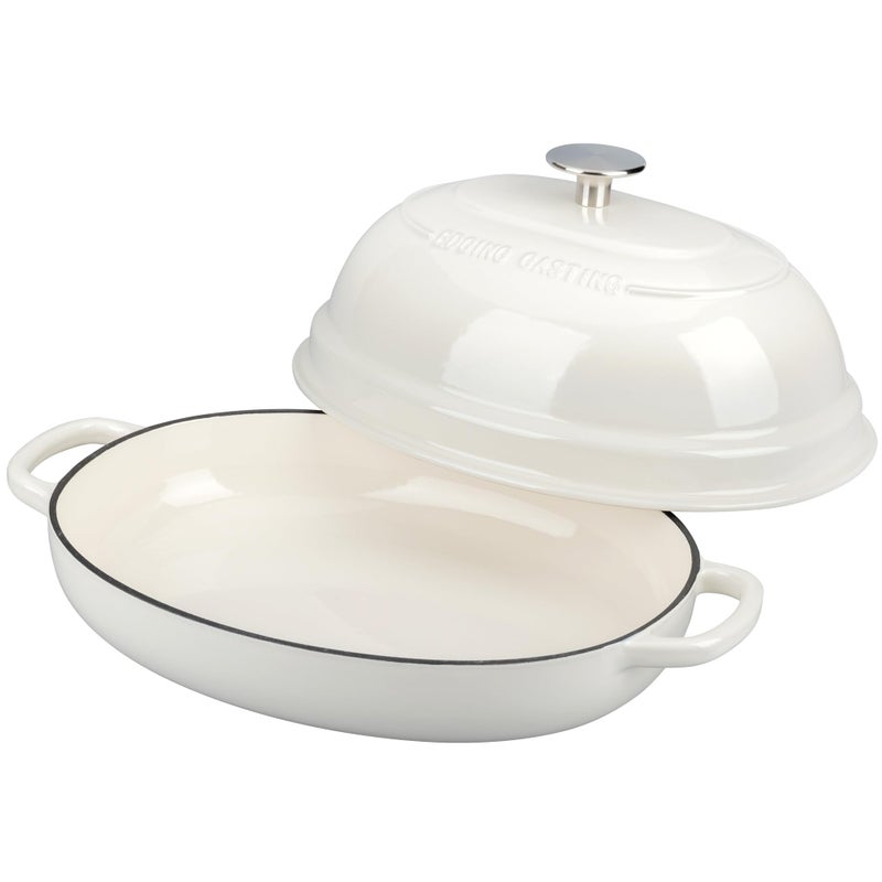 EDGING CASTING Enameled Oval Cast Iron Dutch Oven Pot with Lid, Bread Dutch Oven for Sourdough Bread Baking, Dutch Oven Bread, Bread Oven, 6QT, White - Image 4