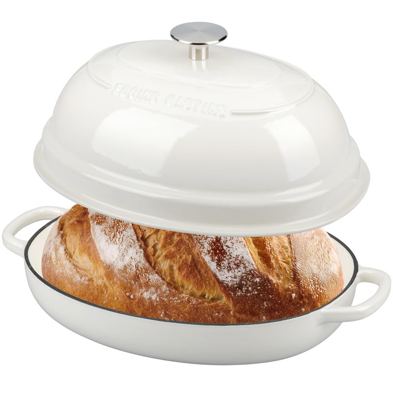 EDGING CASTING Enameled Oval Cast Iron Dutch Oven Pot with Lid, Bread Dutch Oven for Sourdough Bread Baking, Dutch Oven Bread, Bread Oven, 6QT, White - Image 3