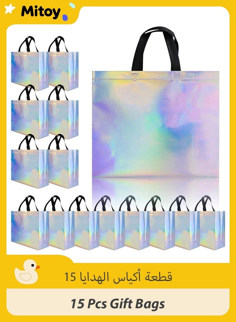 ميتوي حقائب هدايا 15 قطعة ، 32 * 12 * 28 سنتيمتر غير منسوجة قابلة لإعادة الاستخدام حقائب هدايا بالجملة ، مع مقابض سوداء وقاعدة متينة ، حقائب هدايا الكريسماس لأعياد الميلاد ، الزفاف ، عيد الفصح، عيد الميلاد ، حفلة عطلة - Image 1