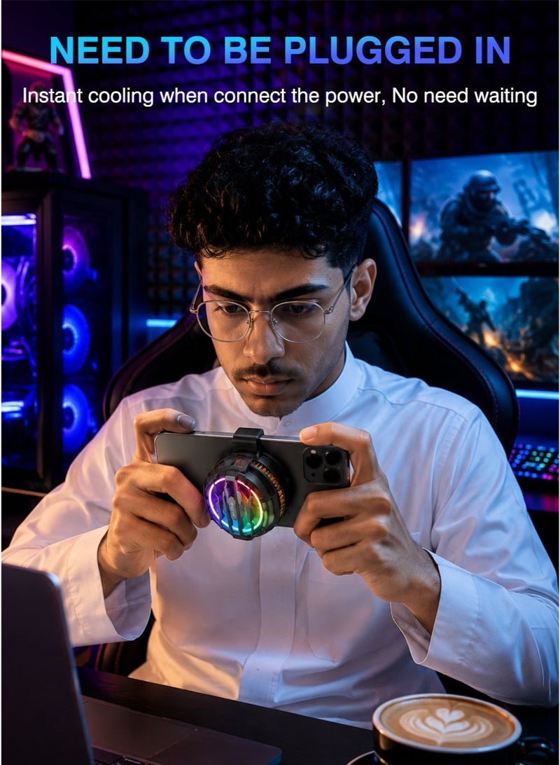 Memo Magnetic Phone Cooler, Portable Phone Cooling Fan, Universal mobile cooler gaming cooler with Semiconductor Refrigeration & 7 Quiet Fans, MagSafe Compatible for iOS/Android/Phone/table, Suitable for Tiktok Live Streaming, Gaming, RGB & Black+Orange with 1 Pair Game Finger Sleeves - Image 5