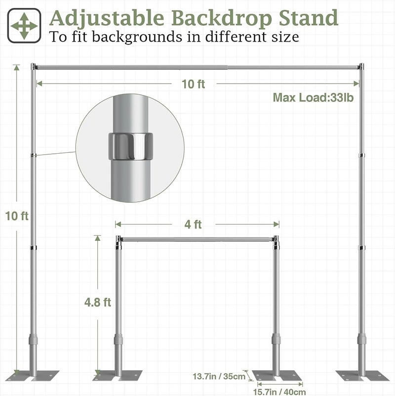 EMART Heavy Duty Pipe and Drape Backdrop Stand Kit, 3mx3m/10x10ft, Silver - Image 3