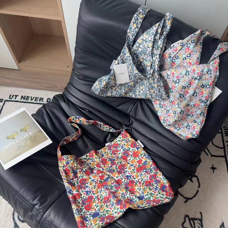 New Retro Floral Bag Ins Zhang Ruonan'S Same Style Thin Cotton Bag Fresh Small Floral Shoulder Bag Crossbody Bag Thin - Image 2