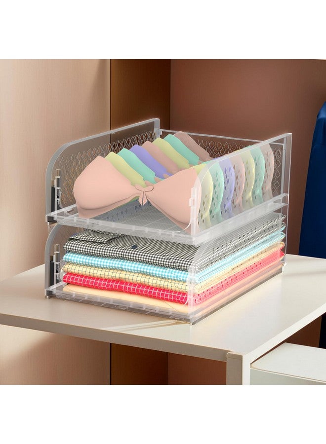 Kuber Industries (3 Pcs) Multipurpose Foldable Cloth Organizer for Wardrobe & Almirah | Kids Shelf for Clothes & Organiser Storage Box for Cupboard Kitchen & Bathroom | Transparent - Image 2