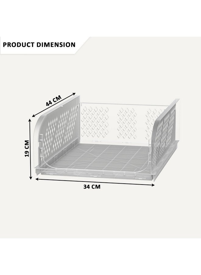 Kuber Industries (3 Pcs) Multipurpose Foldable Cloth Organizer for Wardrobe & Almirah | Kids Shelf for Clothes & Organiser Storage Box for Cupboard Kitchen & Bathroom | Transparent - Image 3