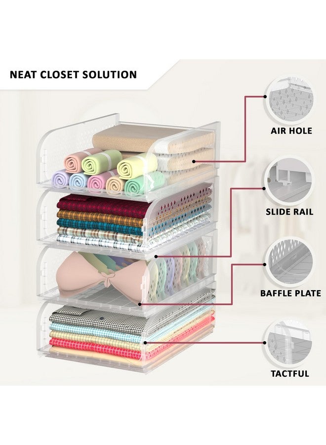Kuber Industries (3 Pcs) Multipurpose Foldable Cloth Organizer for Wardrobe & Almirah | Kids Shelf for Clothes & Organiser Storage Box for Cupboard Kitchen & Bathroom | Transparent - Image 4