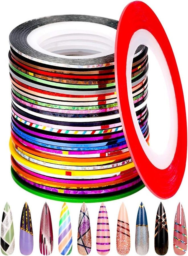 MADHYA Professional French Manicure Nail Art Sticker Rolls Self Adhesive Striping Tape Line Foil Nail Tape for Pretty Decoration Nail Art Random Color, Pack of 20 - Image 1