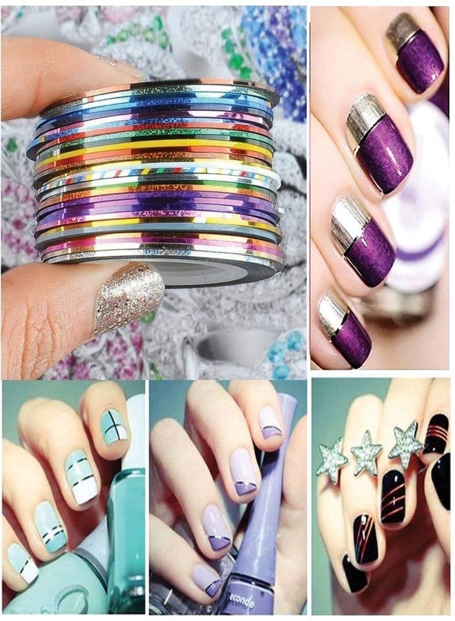 MADHYA Professional French Manicure Nail Art Sticker Rolls Self Adhesive Striping Tape Line Foil Nail Tape for Pretty Decoration Nail Art Random Color, Pack of 20 - Image 5