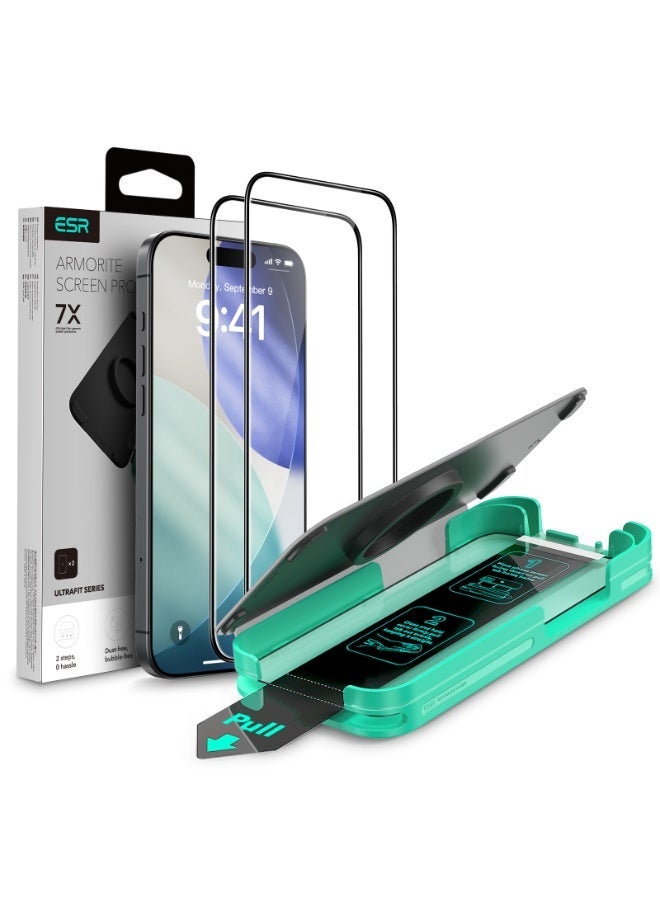 ESR 2 Pack 9H+ Glass for iPhone 17 Air Screen Protector，[Military-Grade Shatterproof], with AR Anti-Reflective Technology, Armorite Ultra-Tough Tempered Glass for iPhone 17 Air with Ultra Fit Tray clear - Image 1